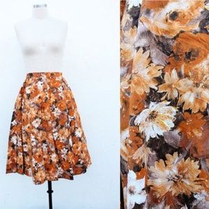 Autumn Floral Orange Print Skirt